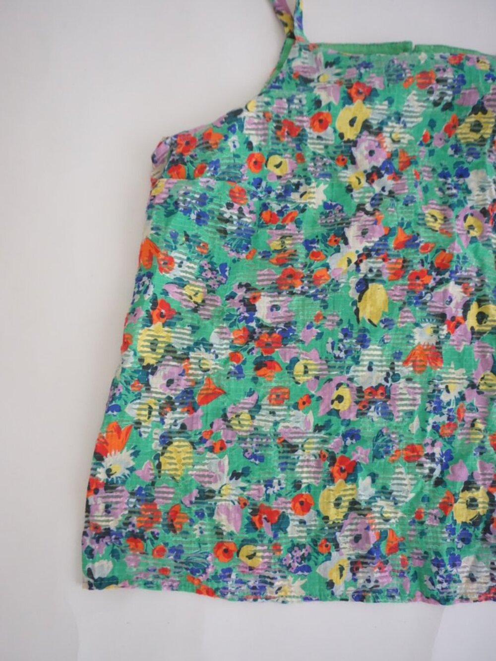 Maeve Anthropologie Quinn Textured Cami Top Green Floral Summer Shirt Size 2 - Picture 6 of 12